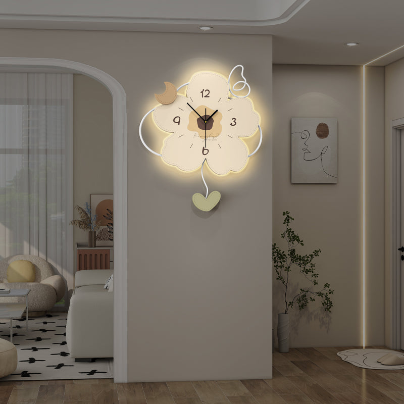 Cute Flower Shaped Wall Clock Modern Decorative Home Bedroom Decor