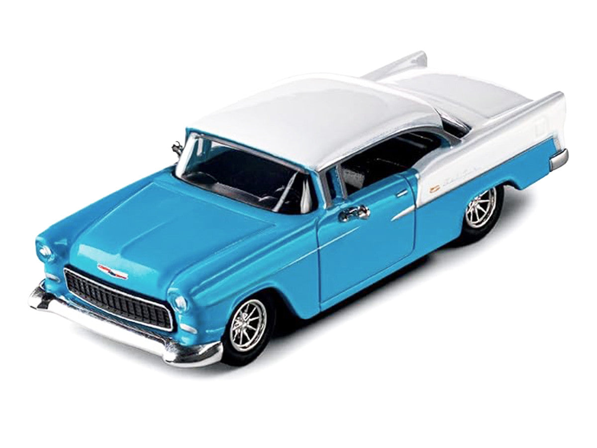 1955 Chevrolet Bel Air Blue and White "Collection" Series 1/64 Diecast Model Car by Majorette