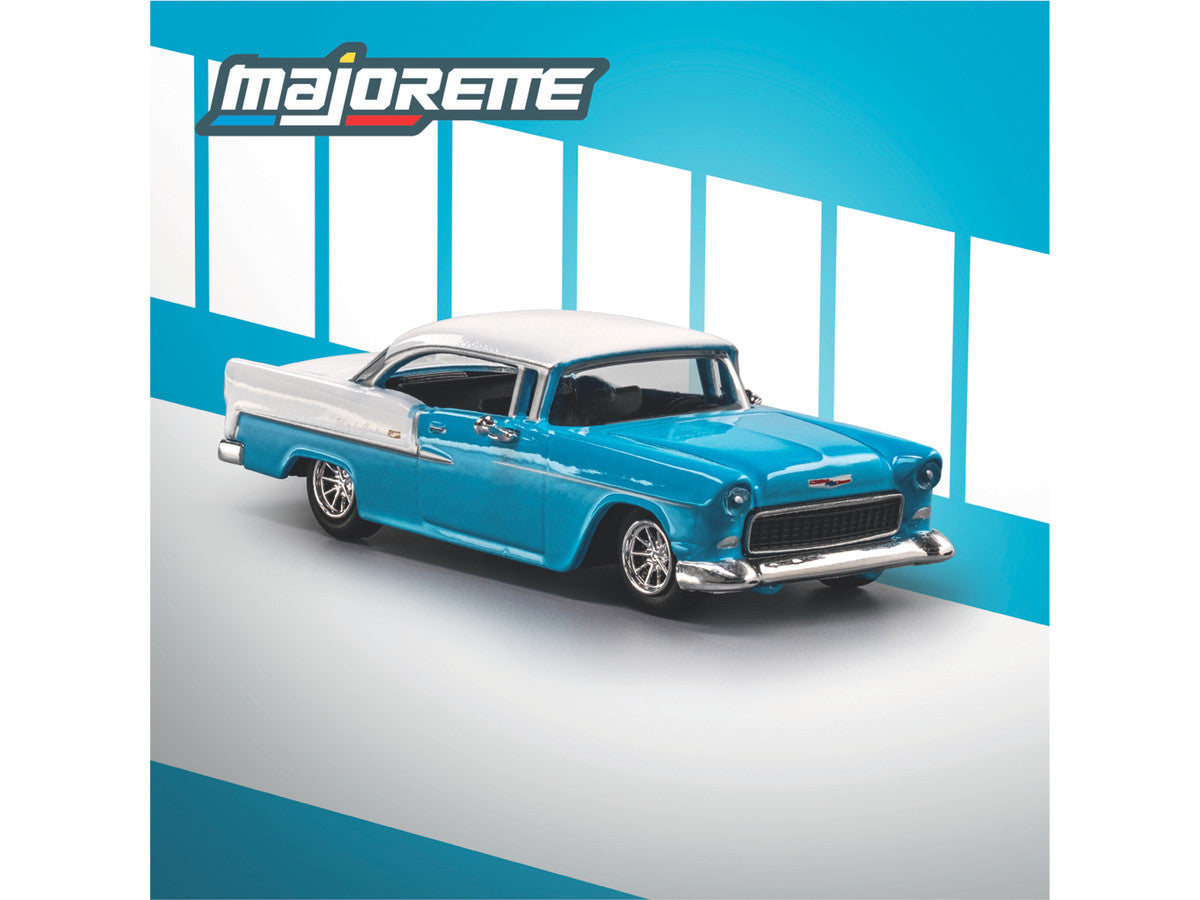 1955 Chevrolet Bel Air Blue and White "Collection" Series 1/64 Diecast Model Car by Majorette