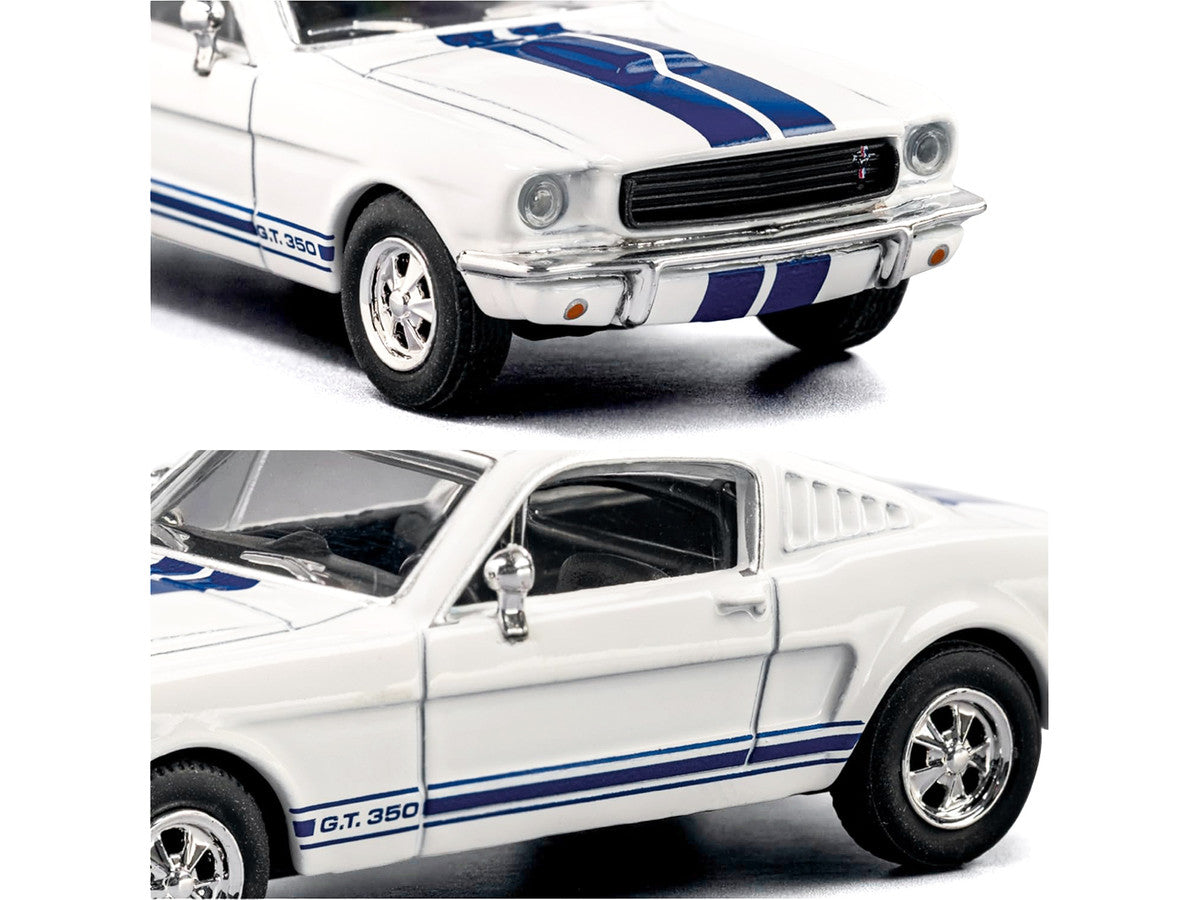 1965 Shelby GT350 White with Blue Stripes "Collection" Series 1/64 Diecast Model Car by Majorette