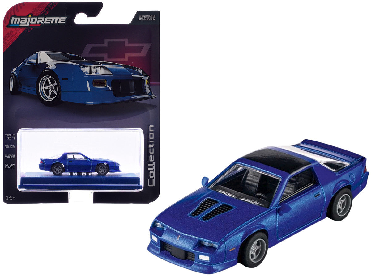 1985 Chevrolet Camaro Blue Metallic with Black Top "Collection" Series 1/64 Diecast Model Car by Majorette
