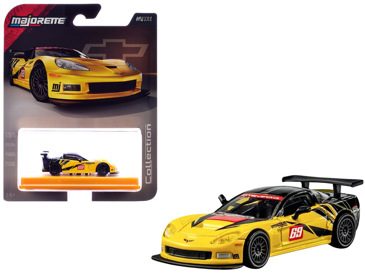 2005 Chevrolet Corvette C6R #69 Yellow and Black "Collection" Series 1/64 Diecast Model Car by Majorette