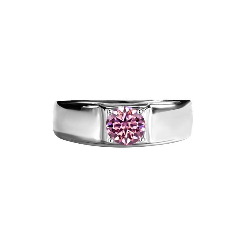 D Color Moissanite Ring Men's Sterling Silver