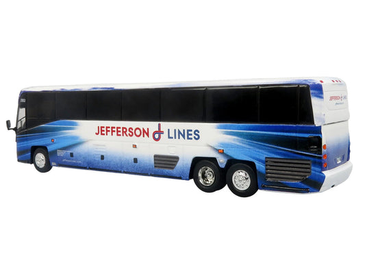 MCI D4520 Commuter Coach Bus "Jefferson Lines" White with Blue Graphics "The Bus & Motorcoach Collection" Limited Edition to 504 pieces Worldwide 1/87 (HO) Scale Diecast Model by Iconic Replicas