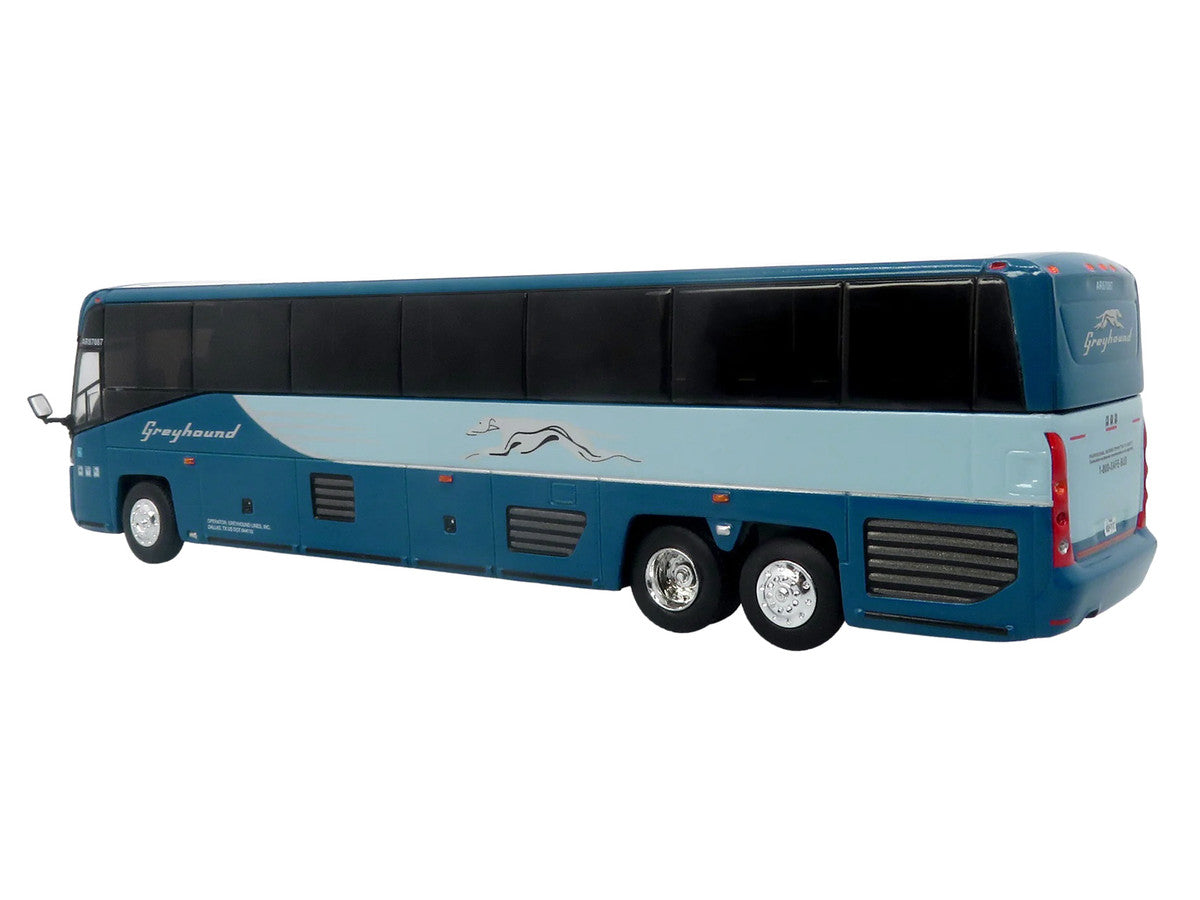 MCI D4520 Commuter Coach Bus "Greyhound Lines" Blue with Light Blue Stripes "The Bus & Motorcoach Collection" Limited Edition to 504 pieces Worldwide 1/87 (HO) Scale Diecast Model by Iconic Replicas