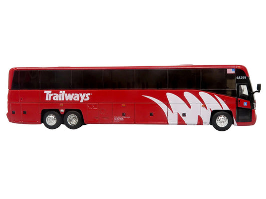 MCI D4520 Commuter Coach Bus "Burlington Trailways" Red with White Graphics "The Bus & Motorcoach Collection" Limited Edition to 504 pieces Worldwide 1/87 (HO) Scale Diecast Model by Iconic Replicas