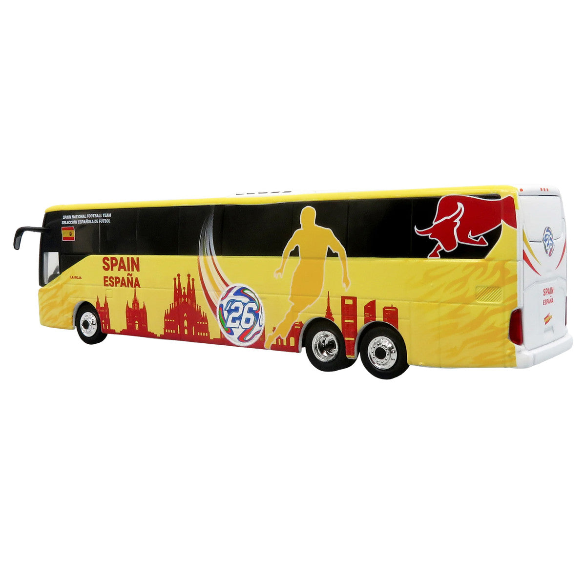 Daimler Tourrider Coach Bus "Spain National Football Team" Yellow with Graphics "International Federation of the Global Game" Series Limited Edition to 504 pieces Worldwide 1/87 (HO) Diecast Model by Iconic Replicas