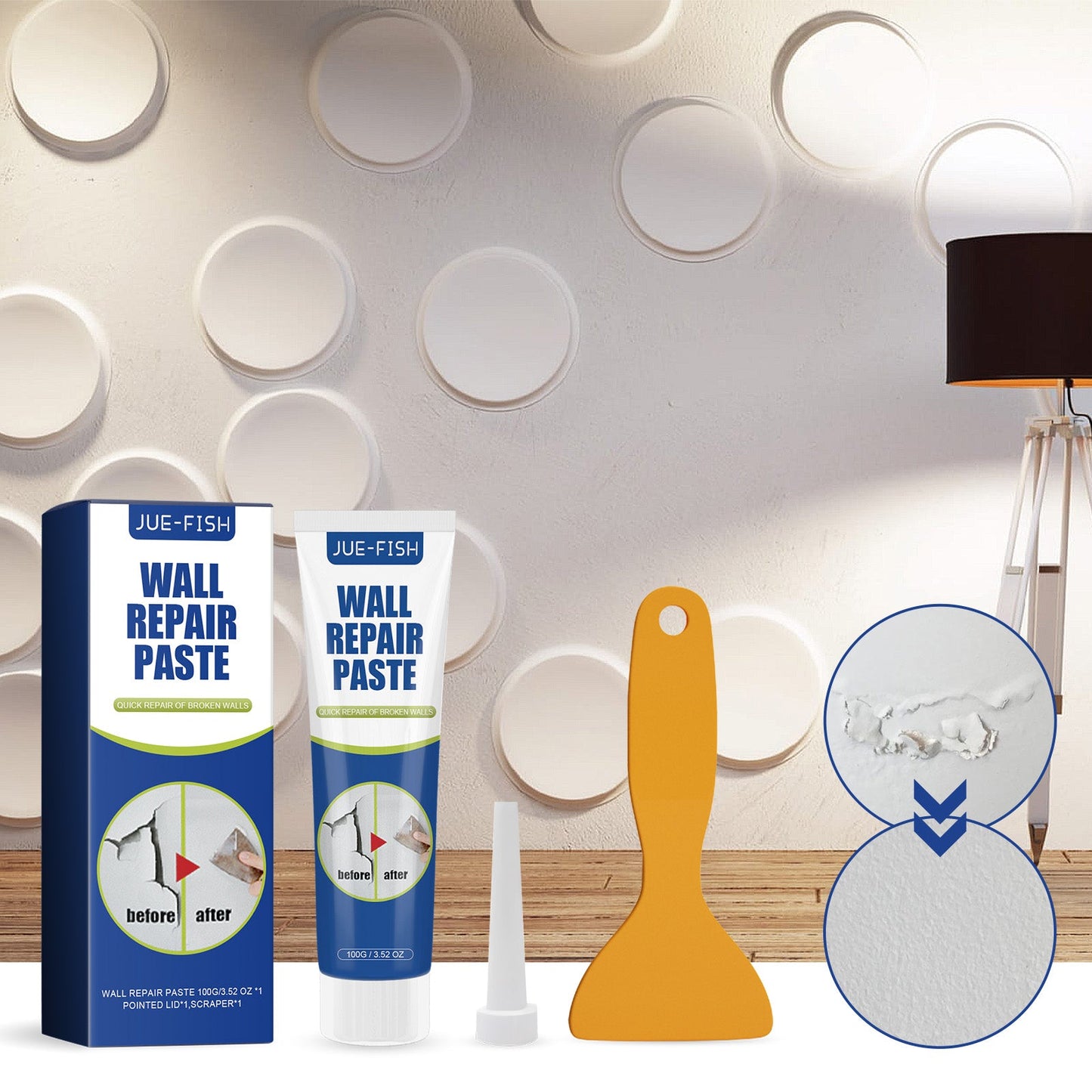 Wall Repair Paste 1 0 0g Bottle-1 Scraper-1 Needle Tip1box