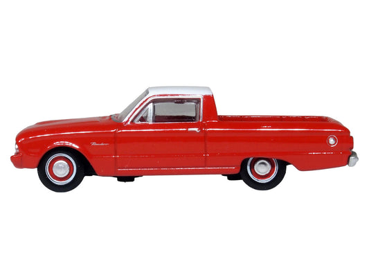 1960 Ford Falcon Ranchero Monte Carlo Red with Corinthian White Top 1/87 (HO) Scale Diecast Model Car by Oxford Diecast