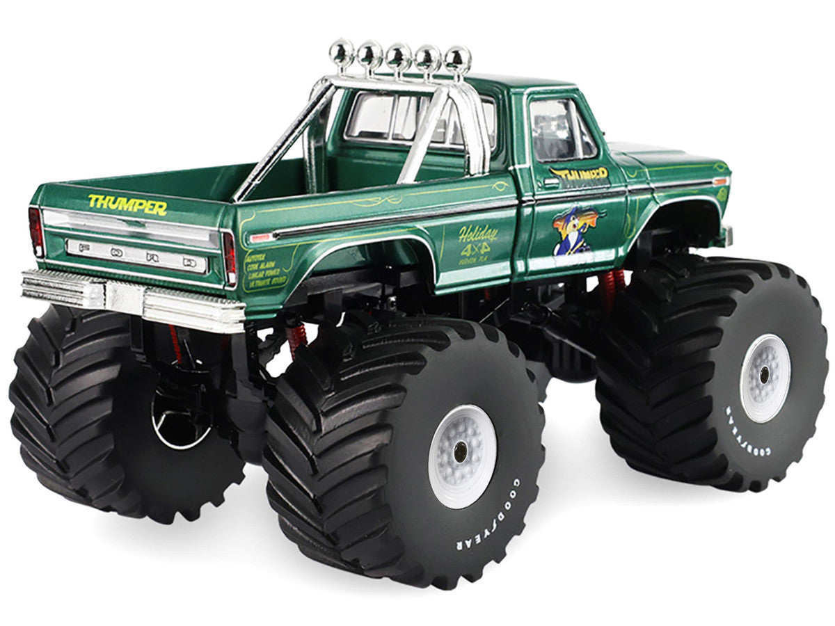 1975 Ford F-250 Monster Truck with 66-Inch Tires "Thumper" Green Metallic "Kings of Crunch" Series 1/43 Diecast Model Car by Greenlight
