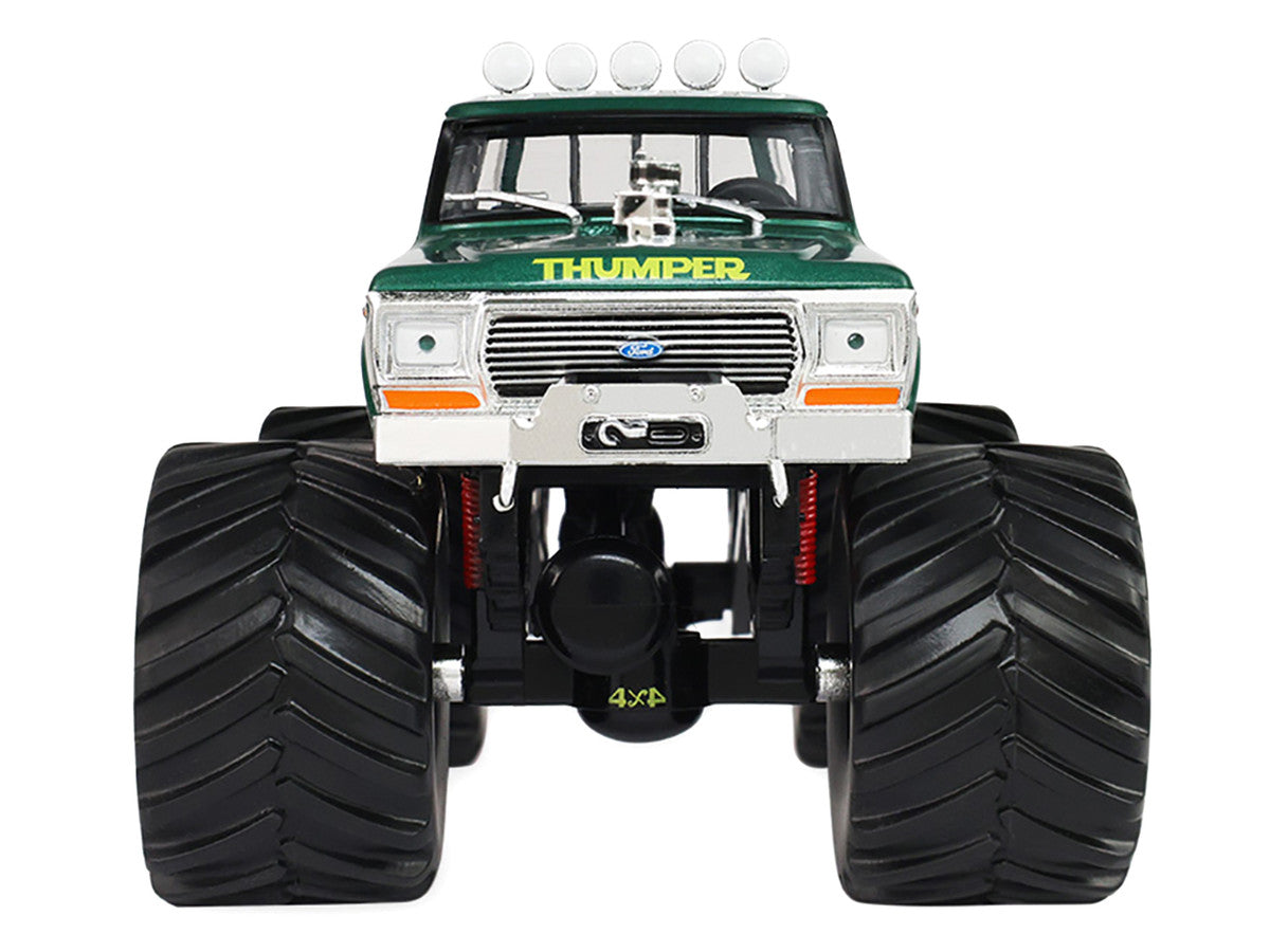1975 Ford F-250 Monster Truck with 66-Inch Tires "Thumper" Green Metallic "Kings of Crunch" Series 1/43 Diecast Model Car by Greenlight
