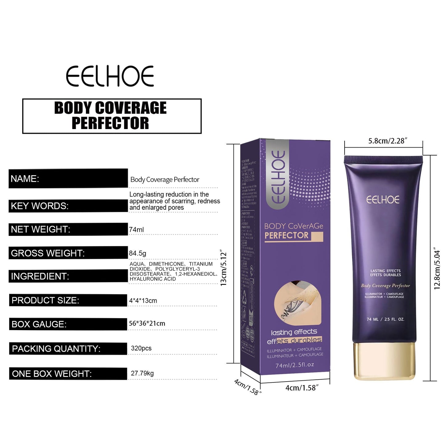 Body Concealer Repair Cream  Ivory White 74ml 1 Box