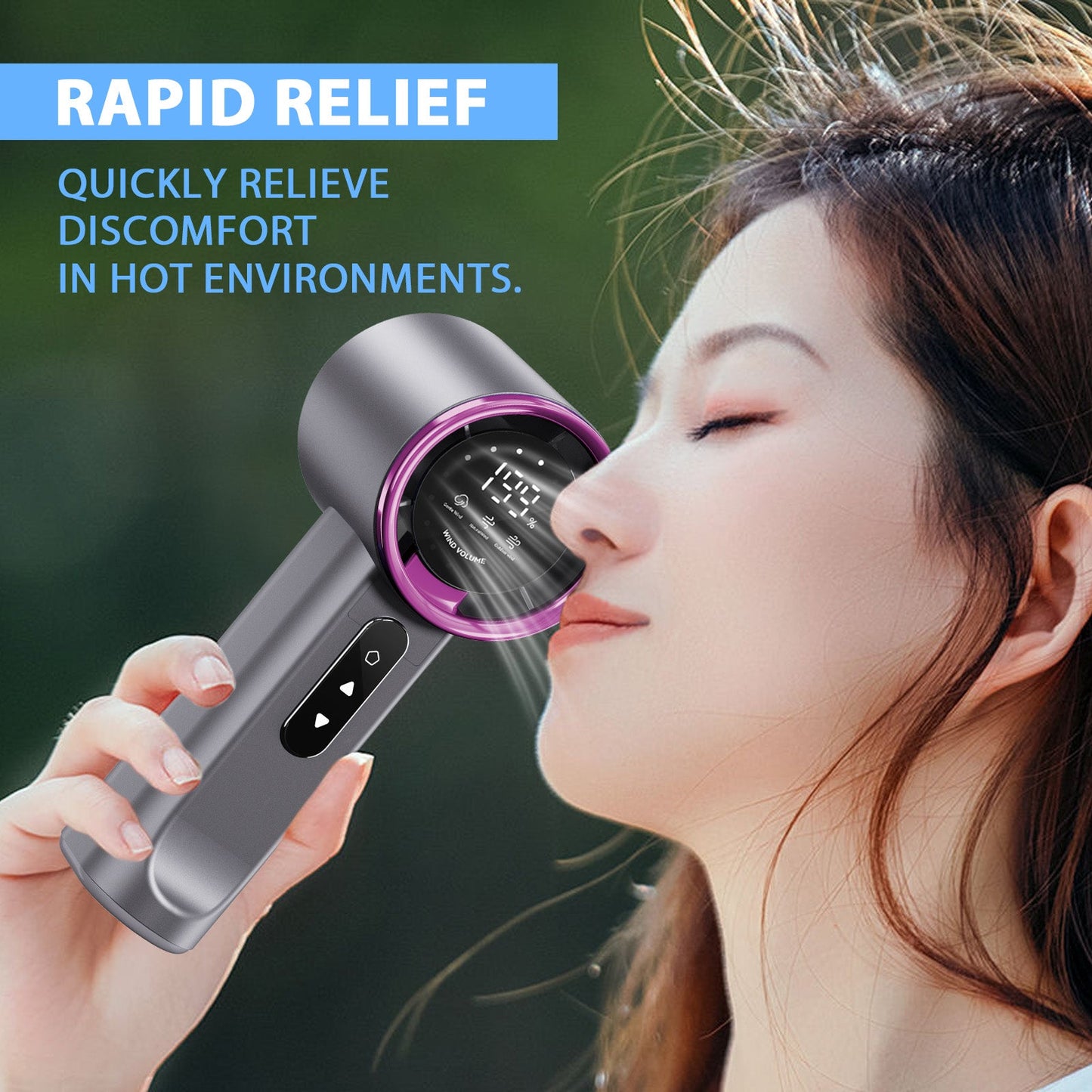 High-speed Handheld Fan Gray-purple