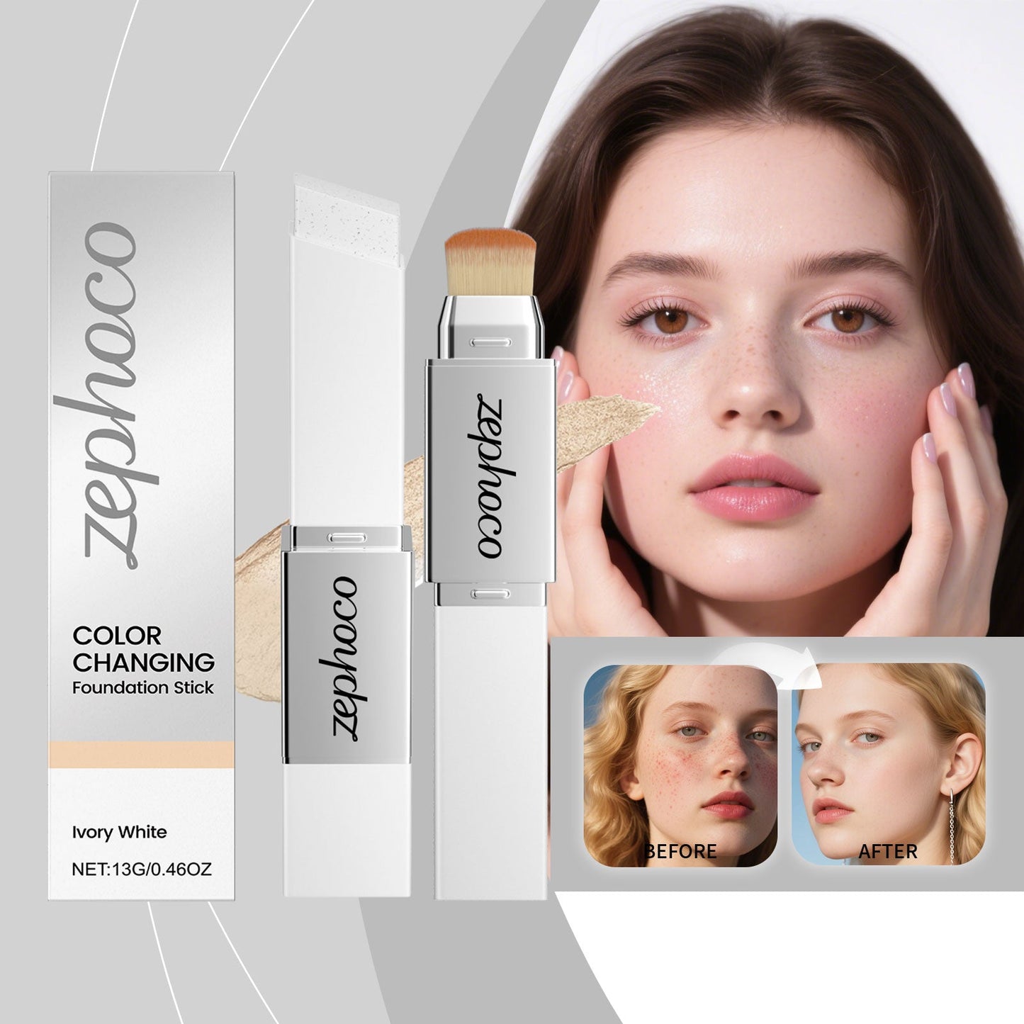 2-in-1 Color-Changing Foundation Stick Ivory White