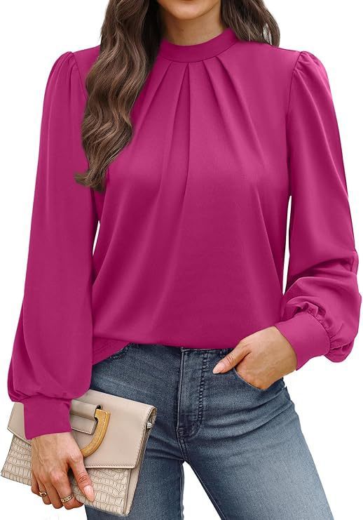Women's Long Sleeve Small Turtleneck Solid Color Pleated