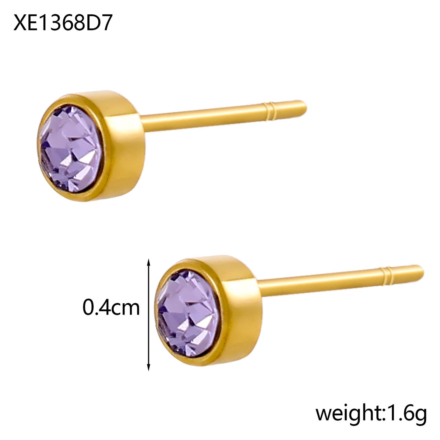 Stainless Steel Gold-plated Birthday Stone Constellation Diamond Bone Nail