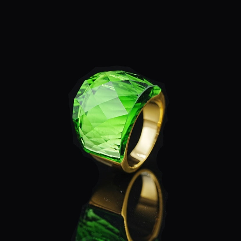 Stainless Steel Diamond-shaped Exaggerated Gemstone Ring For Men