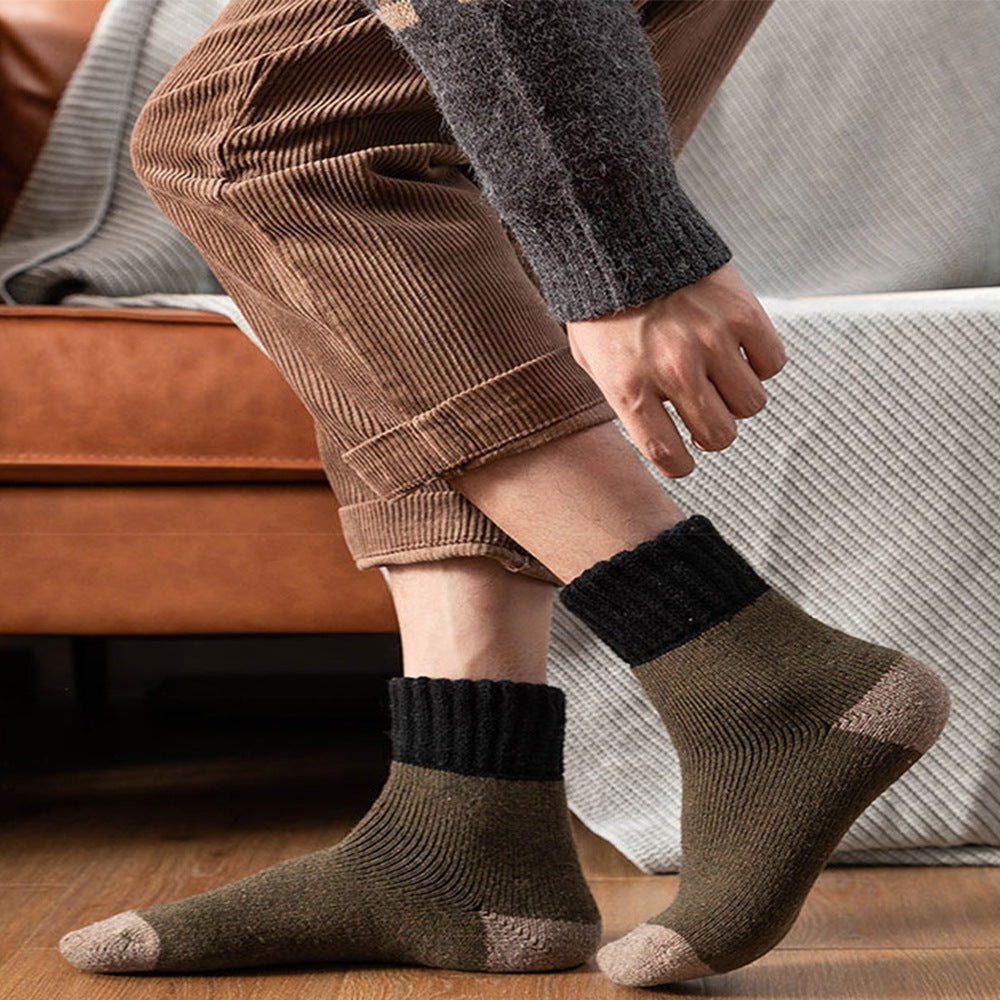 Men's Thick Wool Socks for Winter Warmth (Mid-Calf)