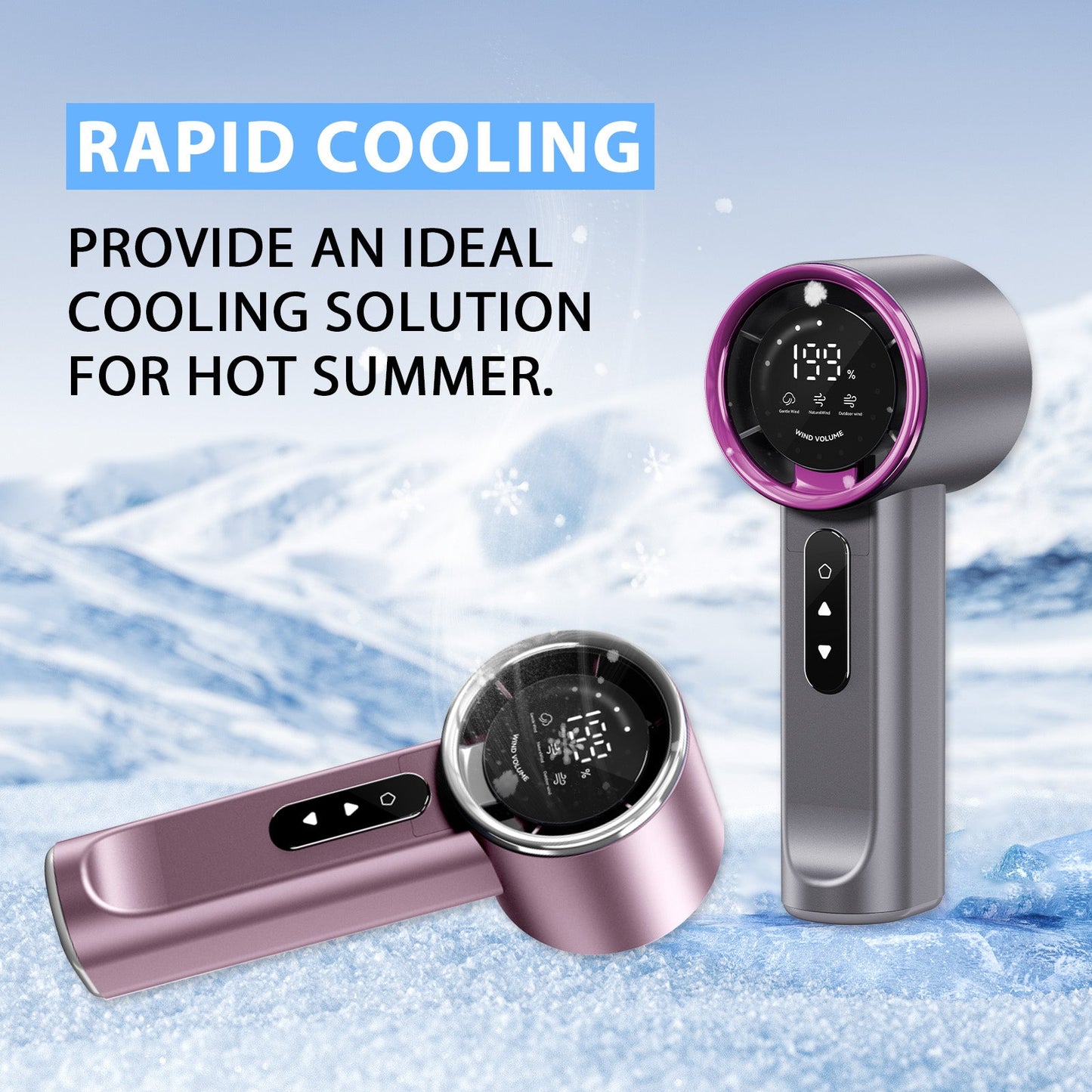 High-speed Handheld Fan Gray-purple