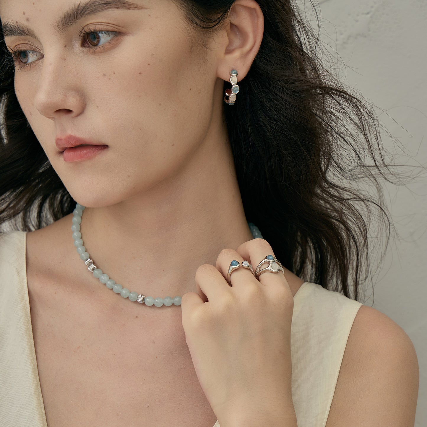 Japanese And Korean Streamer Wave Moon Shadow Single Layer Double-layer Ring French Exquisite Niche