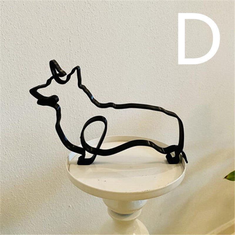 Simple Metal Dog Art Sculpture Decoration