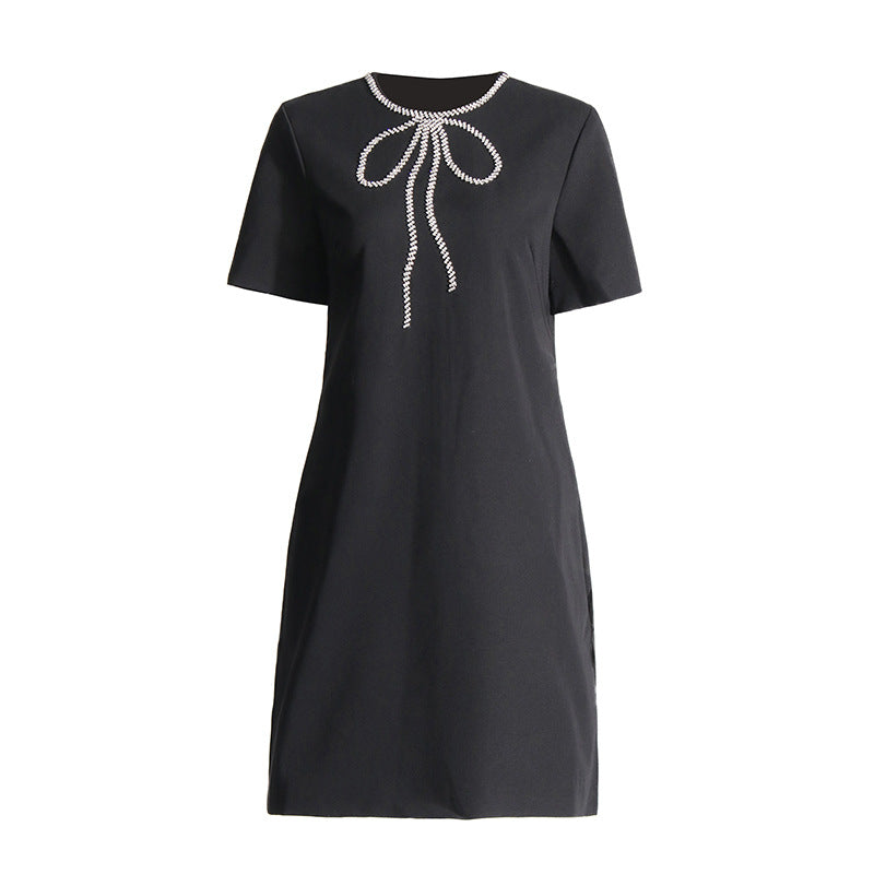 Bow Design Short Sleeve Dress Women