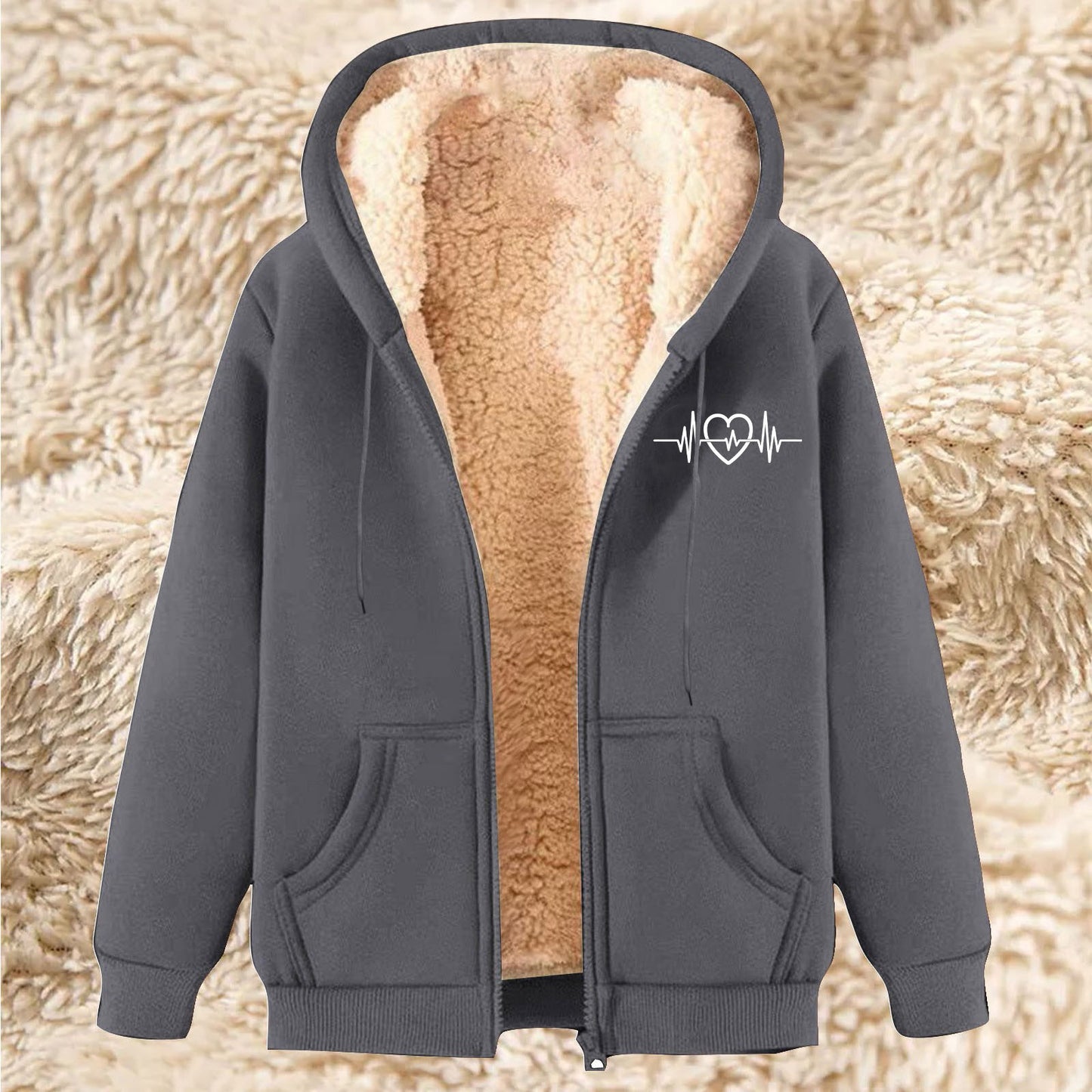 Men's Fleece Hoodie With Fleece Lining, Thick And Warm For Winter, Lamb Fleece For Autumn And Winter
