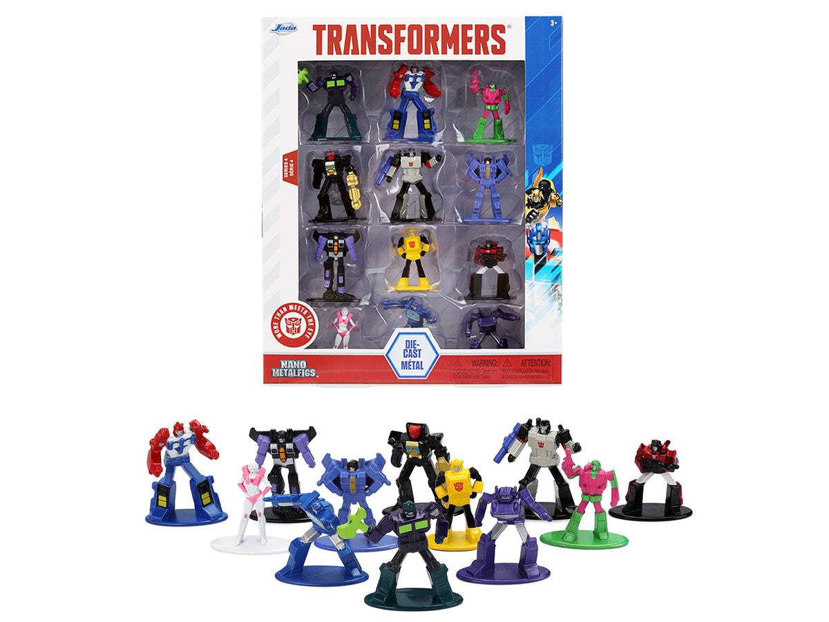 Set of 12 Diecast Figures "Transformers" Franchise "Nano Metalfigs" Series Diecast Models by Jada