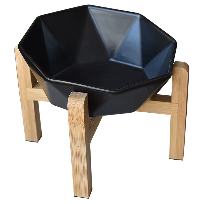 Ceramic high-footed cat food bowl