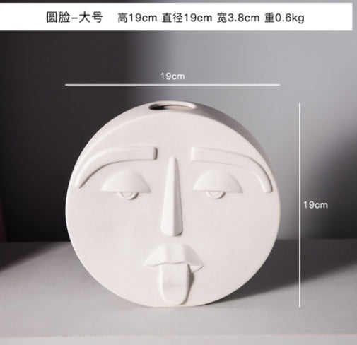 Nordic Style Modern Face Mask Ceramic Vase Home Decoration Flower Vases Head Matte Table Flower Vase for Wedding Decoration Prop