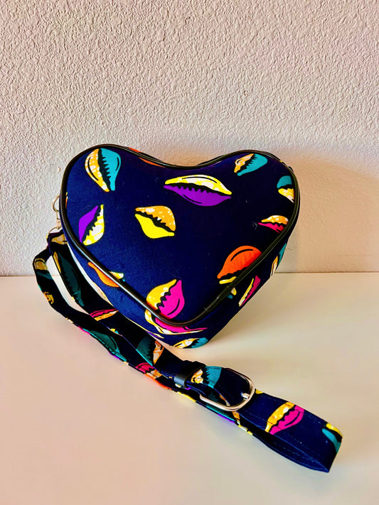 Asya Kente Heart Shaped Crossbody Bag