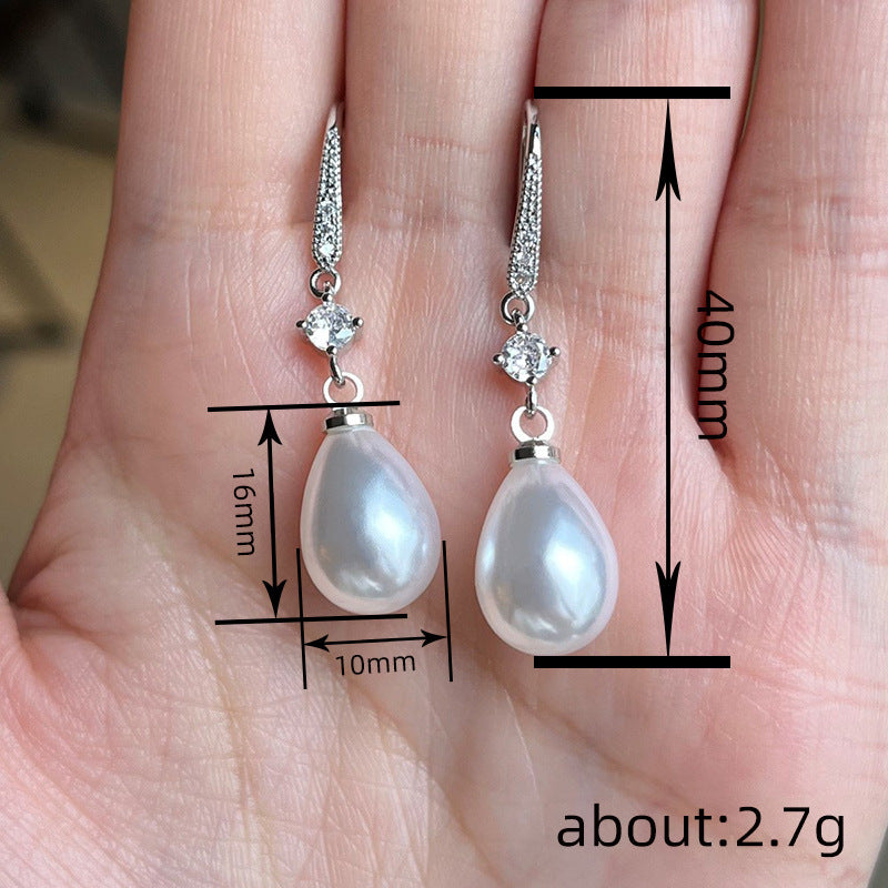 Women's All-match Baroque Drop-shaped Artificial Pearl Earrings