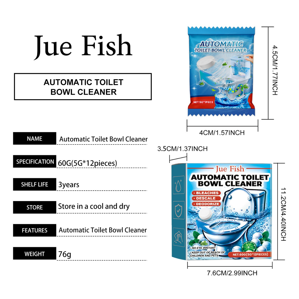 Automatic Toilet Cleaning Effervescent Tablets -boxed- 60g-1box