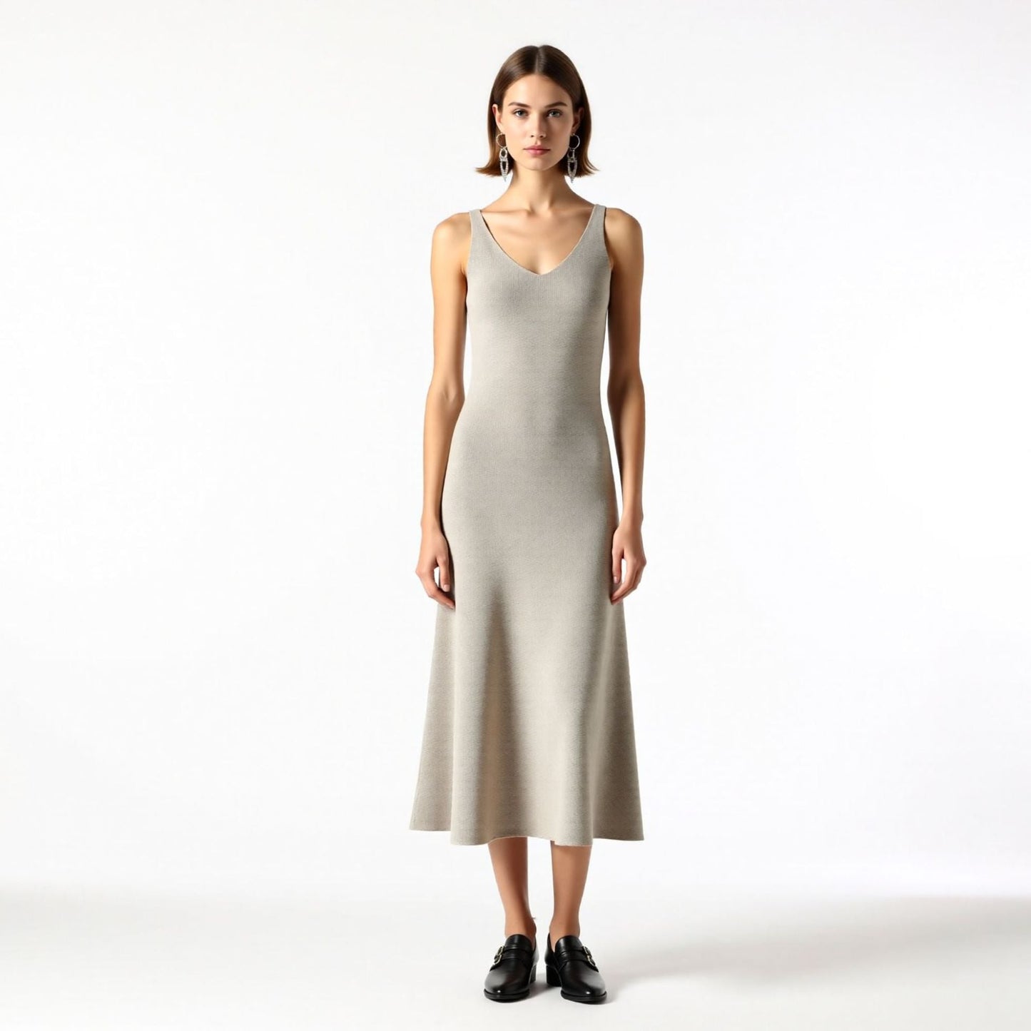 Sleeveless Knitted Vest Dress For Women