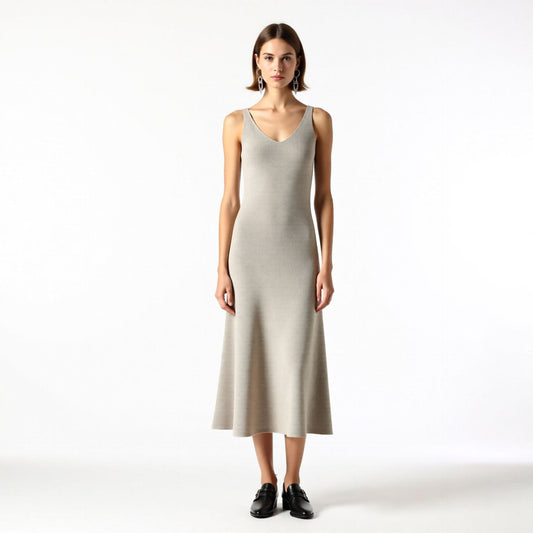 Sleeveless Knitted Vest Dress For Women