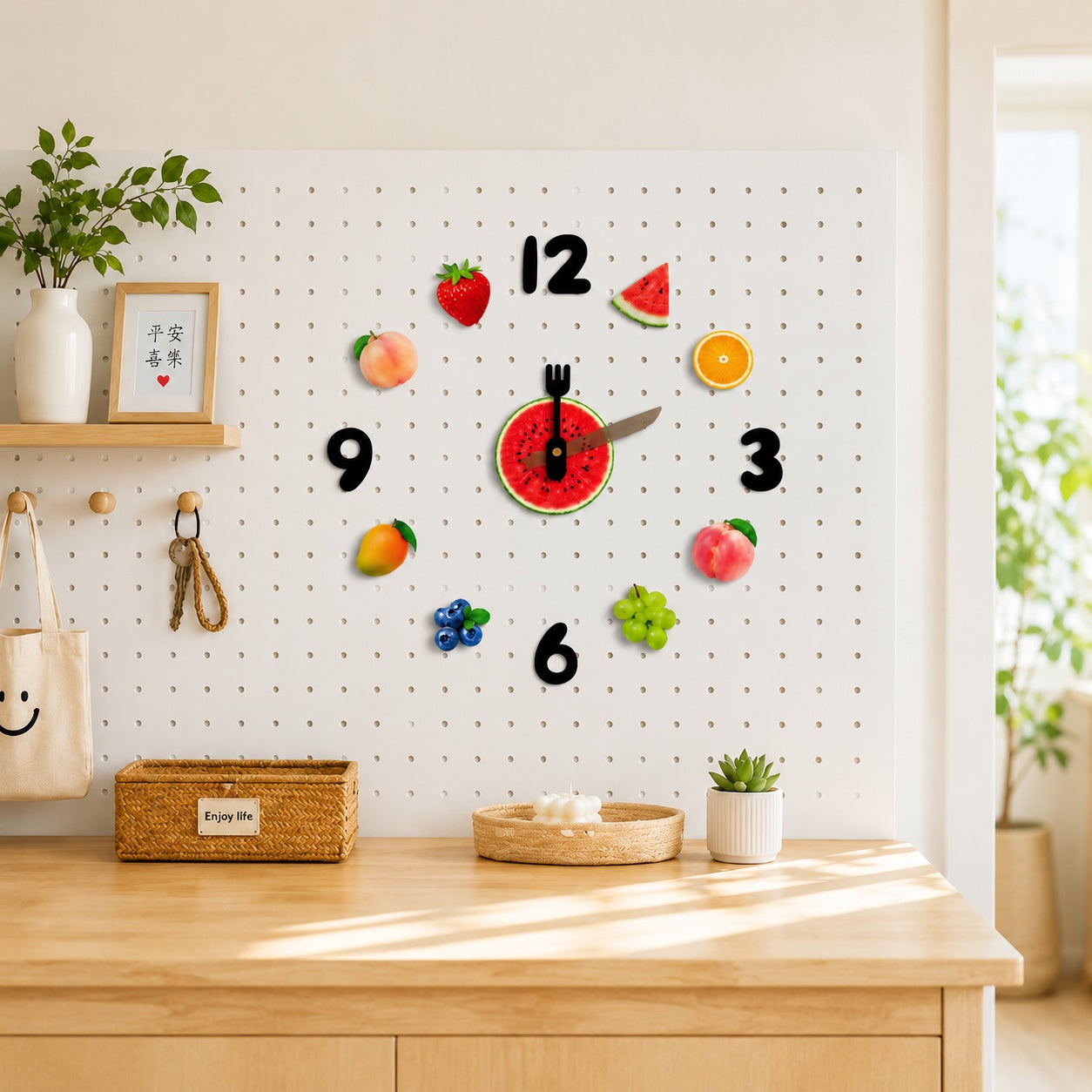 Fruit Decor Magnetic Fridge Wall Clock
