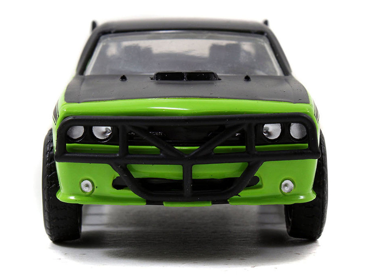 Letty's Dodge Challenger SRT8 Green with Matt Black Top and Hood and Black Stripes "Furious 7" (2015) Movie "Fast & Furious 25th Anniversary" Series 1/32 Diecast Car Model by Jada