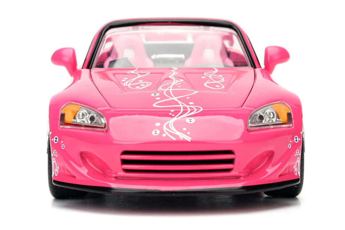 Suki's 2001 Honda S2000 Convertible Pink with Graphics "25 Years of Fast & Furious" "2 Fast 2 Furious" (2003) Movie 1/24 Diecast Model Car by Jada