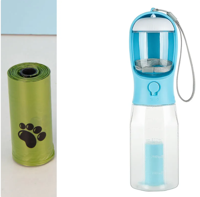 Portable Cat Dog Water Bottle Food Feeder Drinker Poop Dispenser 3 In 1 Leak-proof Multifunctional Dog Water Bottle Pet Products