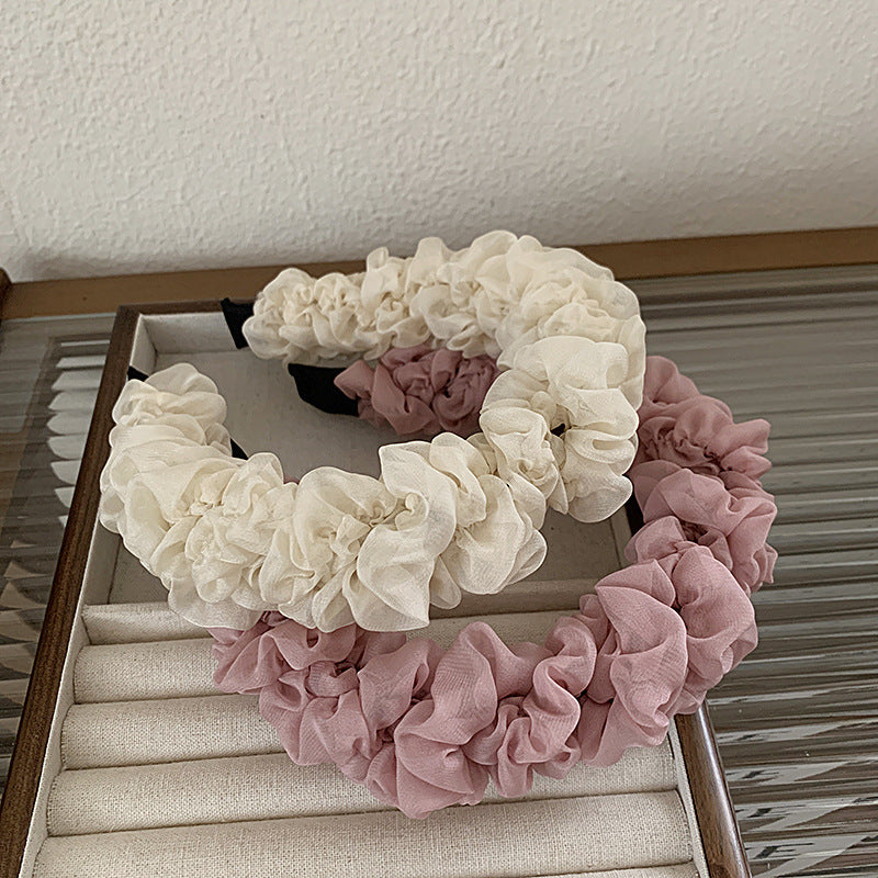 Mesh Pleats Hairband Decoration Women