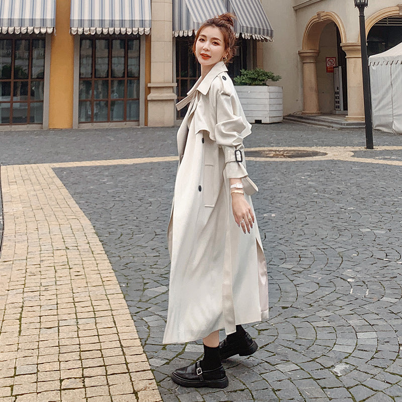 Plaid Stitching Over-the-Knee Loose Jacket for All Styles