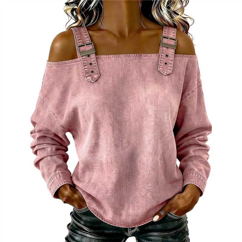 Halter-neck Off-shoulder Long-sleeve Top
