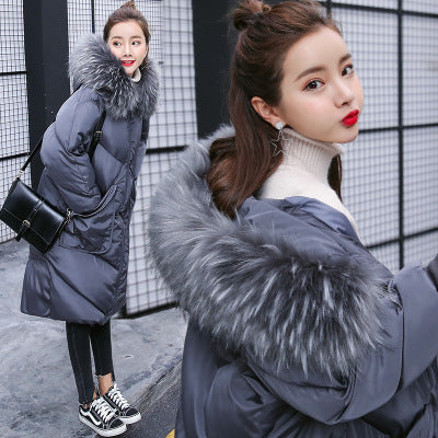 Maternity Cotton Jacket with Hood and Fur Collar