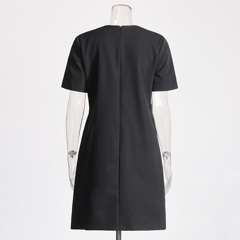 Bow Design Short Sleeve Dress Women