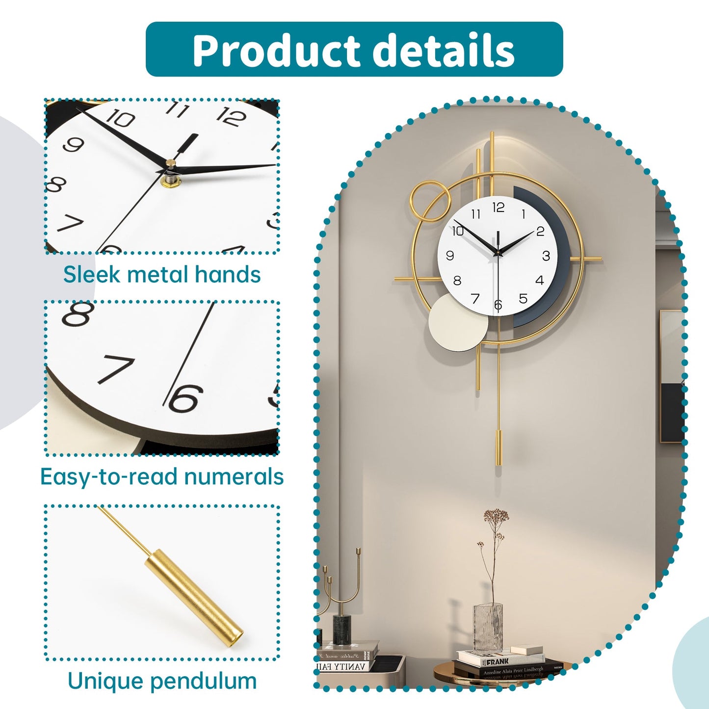 Modern Abstract Wall Clock Minimalist Metal Decorative Home Decor