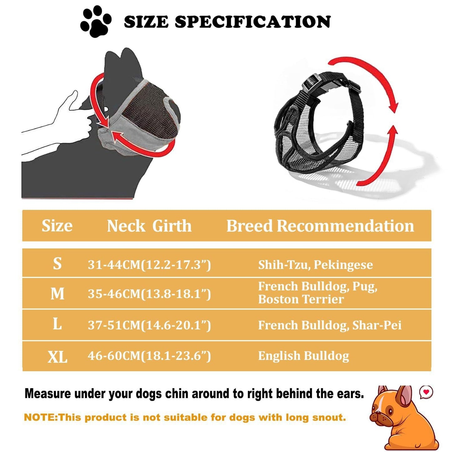 French Muzzle Anti-Bite Short-Snouted Breathable Pug Dog Face Mask Pet