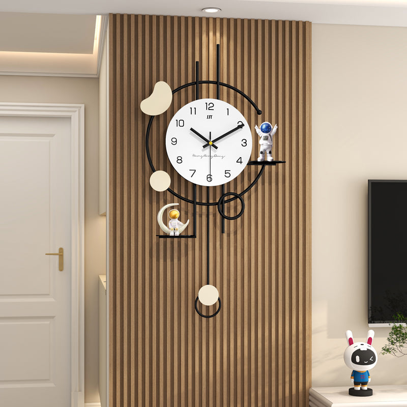 Modern Astronaut Pendulum Wall Clock Space Themed Home Decor