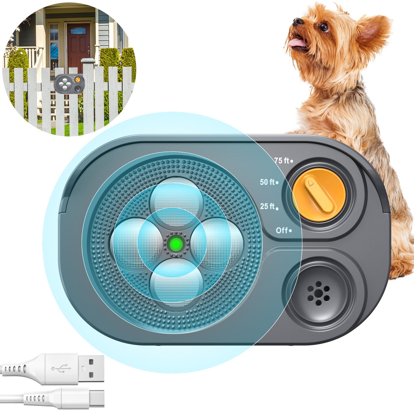 Anti Barking Device For Dogs, Bark Box Rechargeable Dog Bark Deterrent With Variable Ultra Frequency 6 Modes IP65 Waterproof Dog Silencer Stop Neighbors  Dogs From Barking Up To 75ft