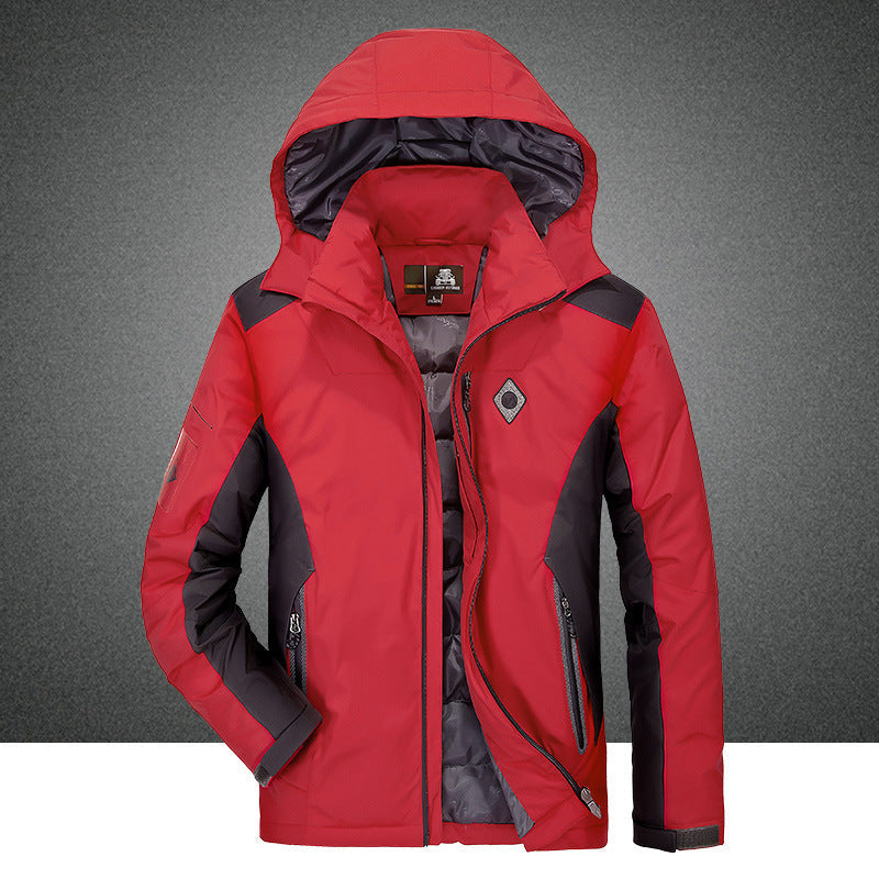 Men's Warm Down Jacket, Plus Size Windproof Coat