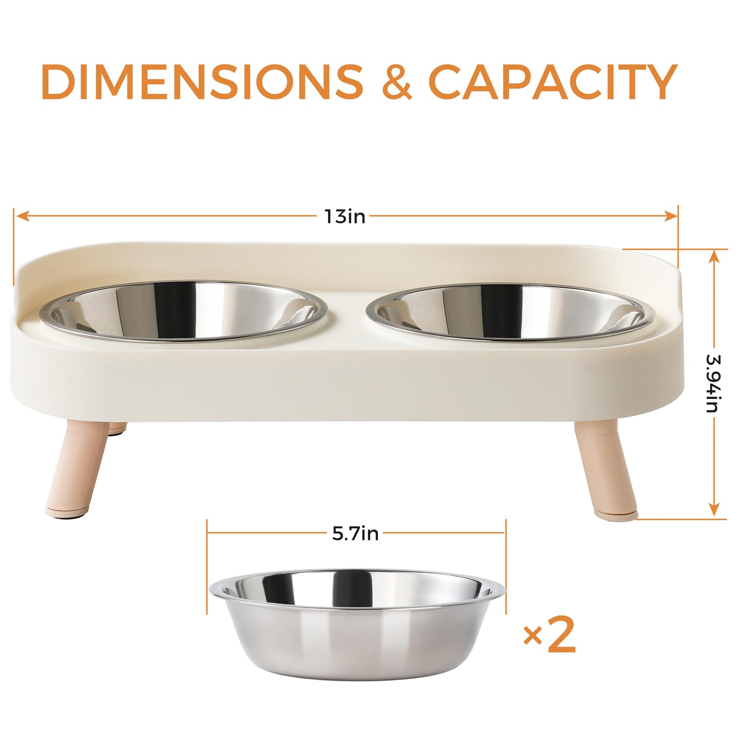 Elevated Cat Bowls Set - Raised Cat Food And Water Bowl Set With Non Slip Stand - Pet Feeding Station With 2 Stainless Steel Bowls